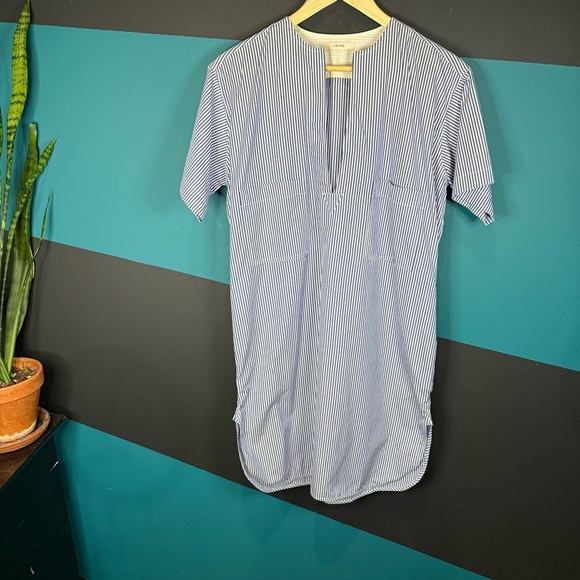 Celine Blue and White Striped Midi Dress - Picture 4 of 16